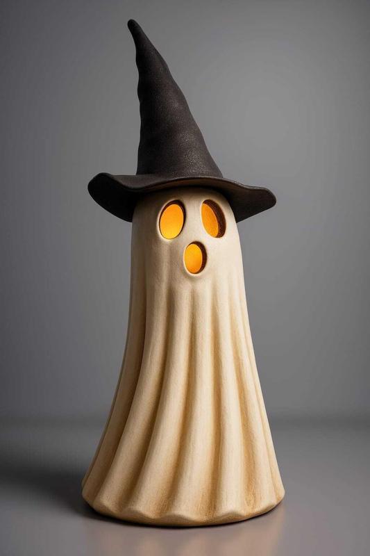 Halloween Ghost with Witch Hat – 3D Printable Spooky Decoration