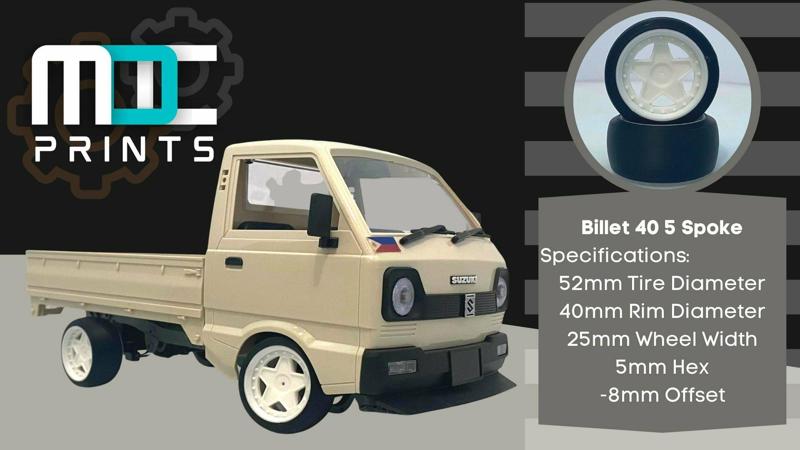 Billet 40 5 Spoke and Drift Tires for WPL D Series