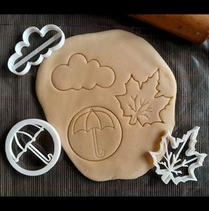 x3 Autumn theme - cookie cutter, dough - umbrella, leaf, cloud
