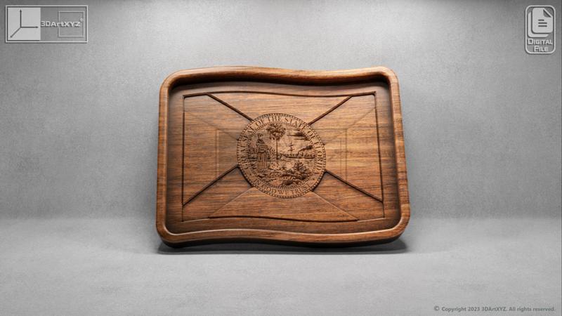 Florida Wavy Flag Tray - CNC Files for Wood (svg, dxf, eps, ai, pdf)
