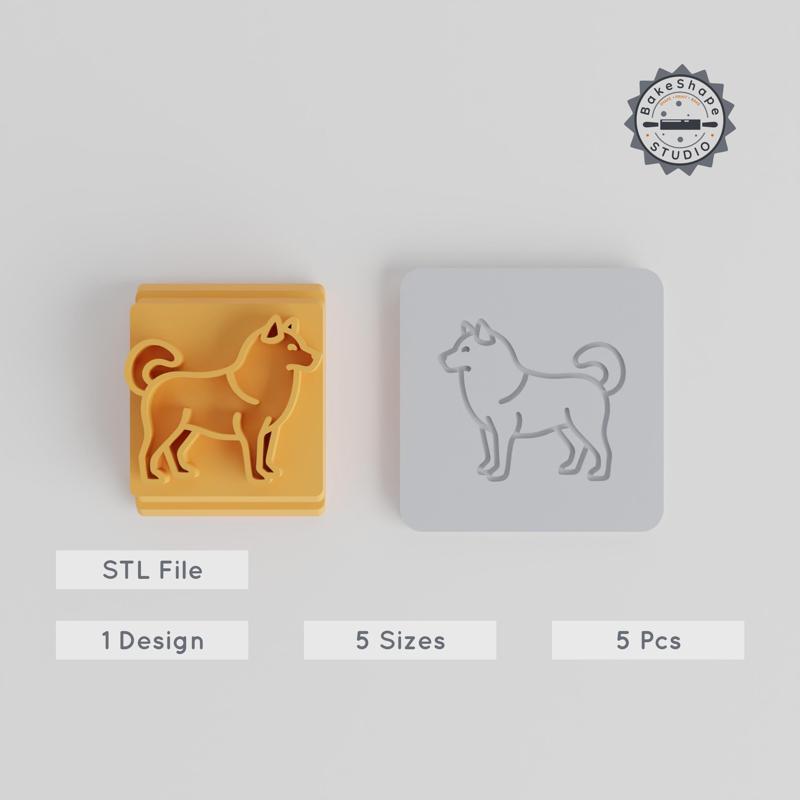 Alaskan Malamute Stamp Tile Set, 5 Sizes, Perfect for Clay, Cookies & Fondant, Dog Breed Motif 3D Printing