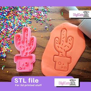CACTUS PLANT WITH pot COOKIE CUTTER - COWBOY COOKIE CUTTER STL FILE