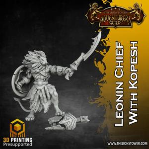Leonin Tribe - Chief with Kopesh (32mm scale, Pre-supported Miniature)