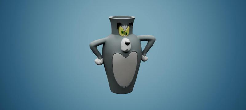 Tom vase version - 3D STL Figure TOM AND JERRY