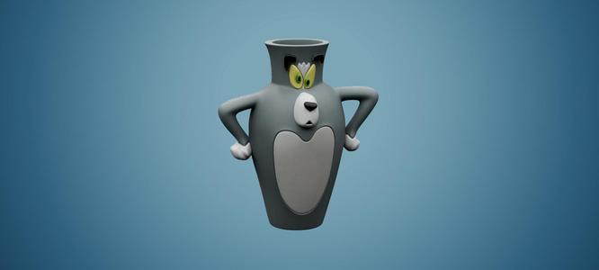 Tom vase version - 3D STL Figure TOM AND JERRY