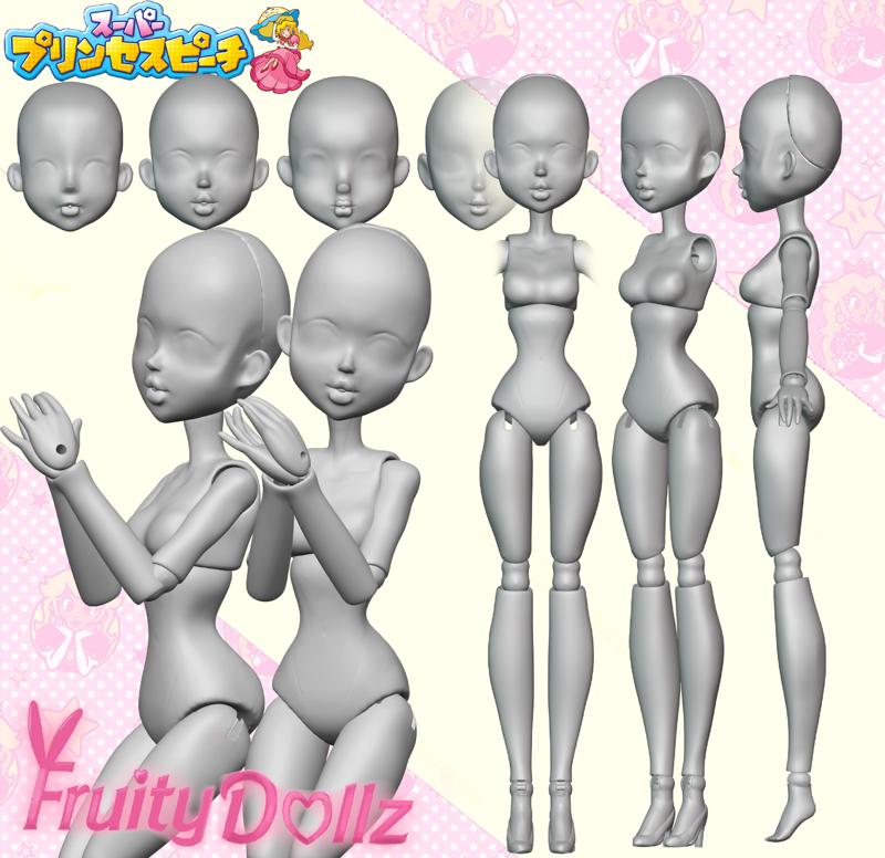 BJD Princess Peach Doll - .STL/.OBJ/.FBX for Printing