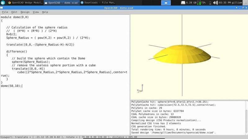 openscad dome module