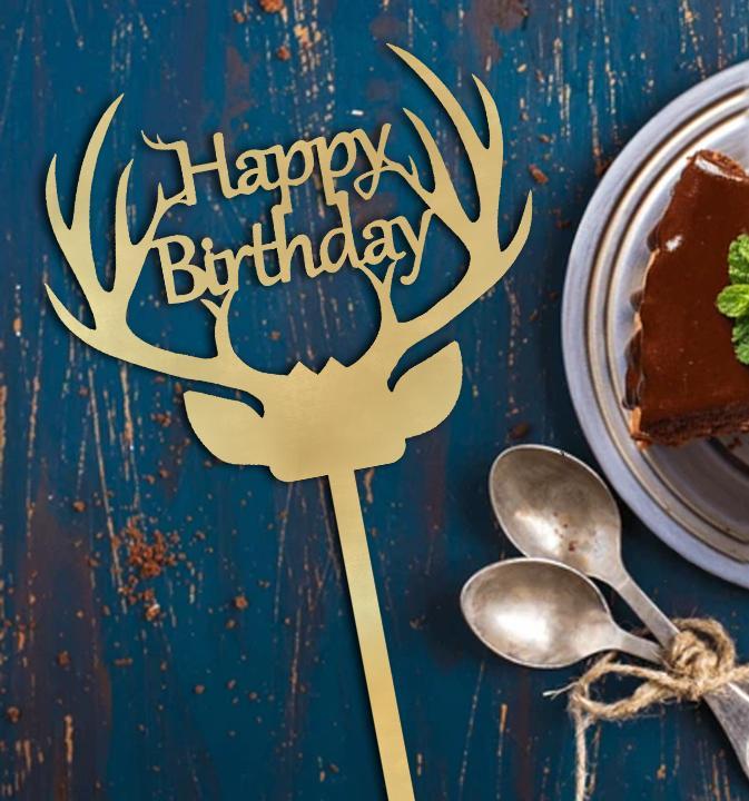 Deer rack - Happy birthday - cake topper