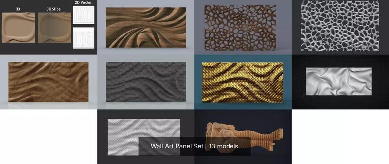 Wall Art Panel Set 3D Model Collection
