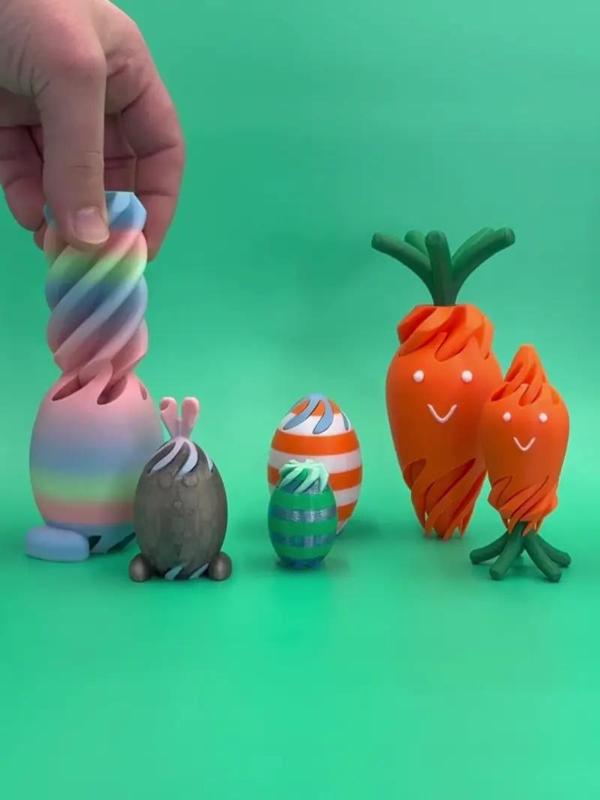Easter Spiral Passthrough Fidget Collection - Easter Bunny, Easter Egg, Cute Carrot Buddy - Full Col