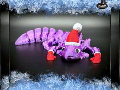 Cute articulated Axolotl - Santa Edition