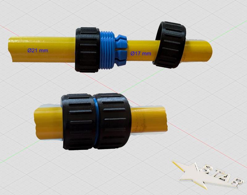 Teleskopverschraubung / telescopic screw connection Ø21 to Ø17 mm