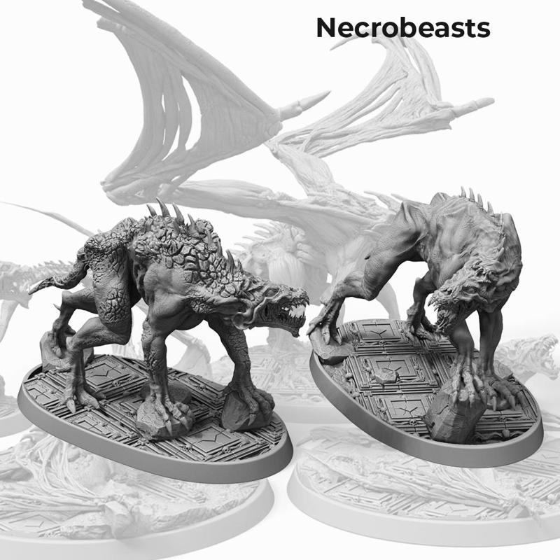 2 x Undead Necrobeast - Presupported