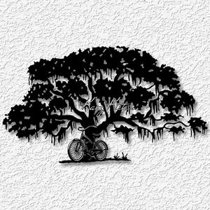 mossy oak tree with bicycle wall art outdoor scenery home decor