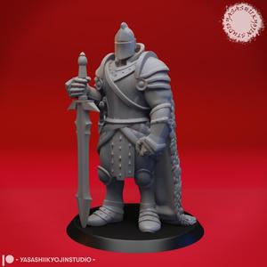 Armored Fighter - Tabletop Miniature (Pre-Supported)