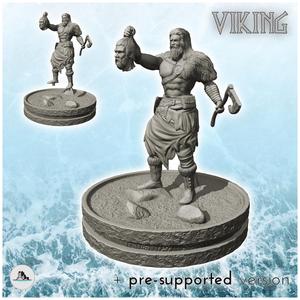 Bare-chested viking warrior with axe and severed head (2) - Alkemy Lord of the Rings War of the Rose Warcrow Saga