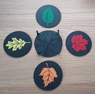 Autumn Leaf Coasters + Holder 