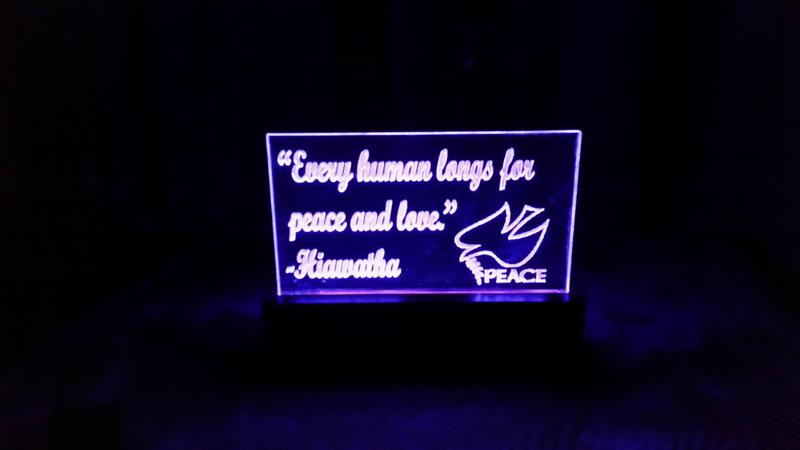 Laser Etched LED Quote with 3D Printed Base