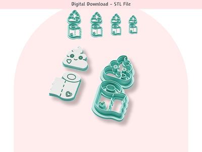 Happy Poo Clay Cutter for Polymer Clay | Digital STL File | Clay Tools | 4 Sizes Clay Cutters