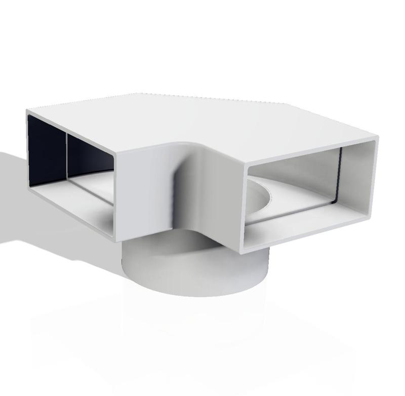 Mechanical ventilation connection-> 110x54 in, 110x54 out, 90deg angle with extraction point