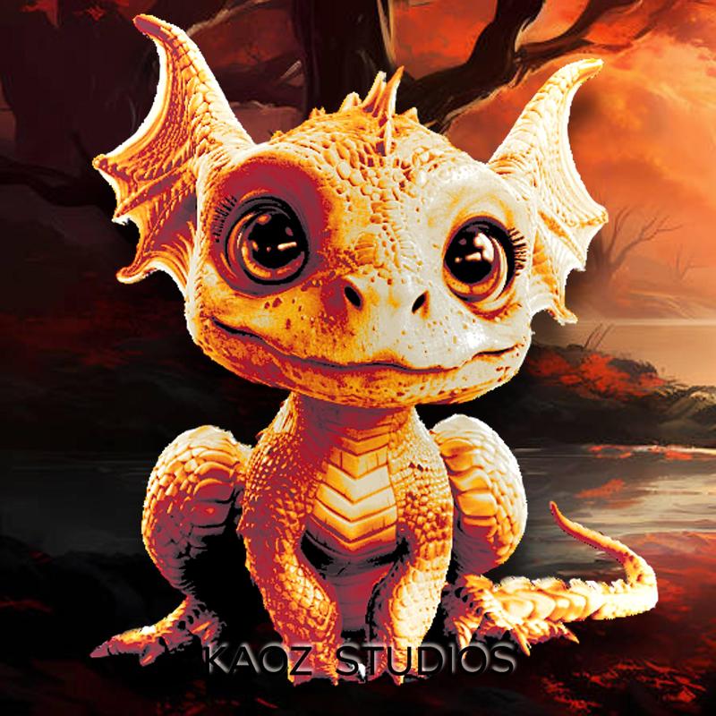 Baby Fire Dragon Elemental Dragon Decoration Full Color Print Decor