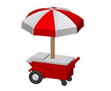 Ice Cream Cart w/ Umbrella (1:160 N Scale)