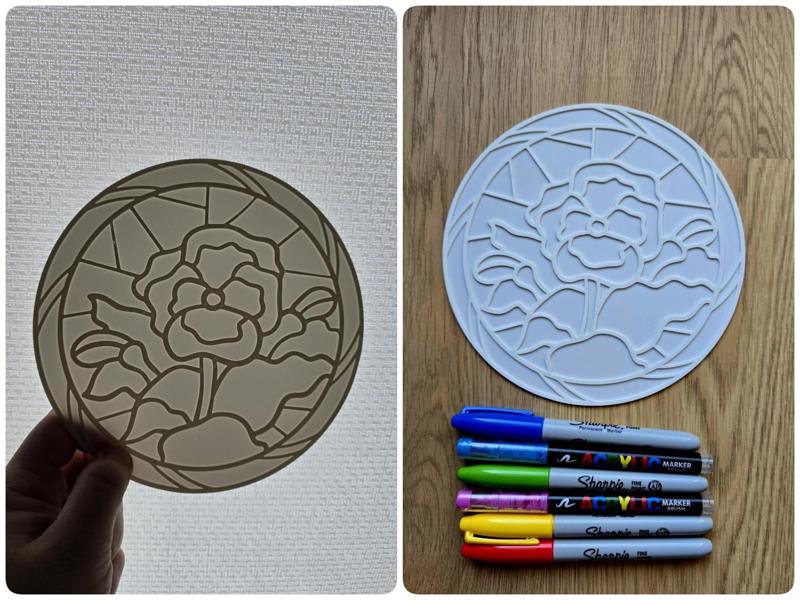 Flower Stained Glass Panel DIY Color No Ams