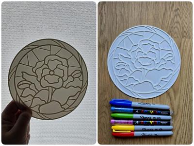 Flower Stained Glass Panel DIY Color No Ams