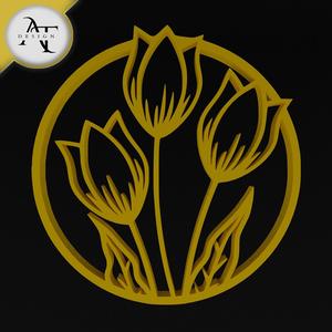 Tulips - Flowers - Line Art - 2D Wall Art Decor