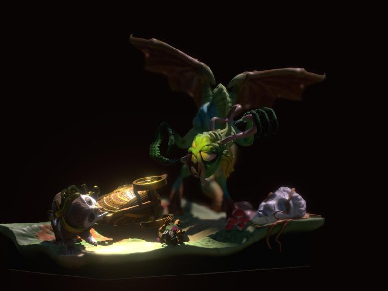 jabberwock attack diorama - tabletop miniature