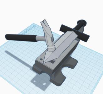 Sword being forged on anvil