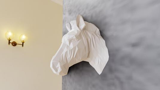 zebra head wall mount low poly stl