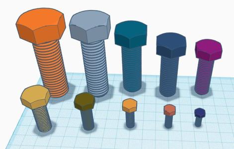 Metric bolts and nuts fit steel Metric bolts and nuts (V2)