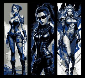 Set of 3 Bookmarks - Modern Warriors - Stylized Women Warriors and Assassins dressed in Battle Gear