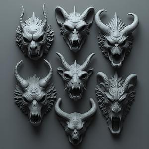 Demonic Beast Lord Skull Bits Set for Wargaming Miniatures