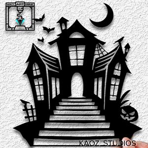 Haunted House 5 pc Set Wall Art haunted house wall decor for Halloween