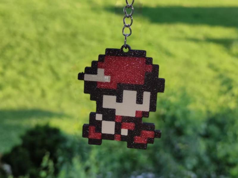 Pixel Art POKEMON Red NFC Keychain