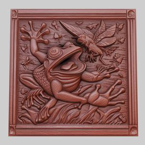 The frog catches a fly 3d printer model animal model obj stl