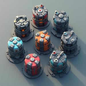 Futuristic Sci-Fi Cylindrical Boxes – Modular 3D Printable Props