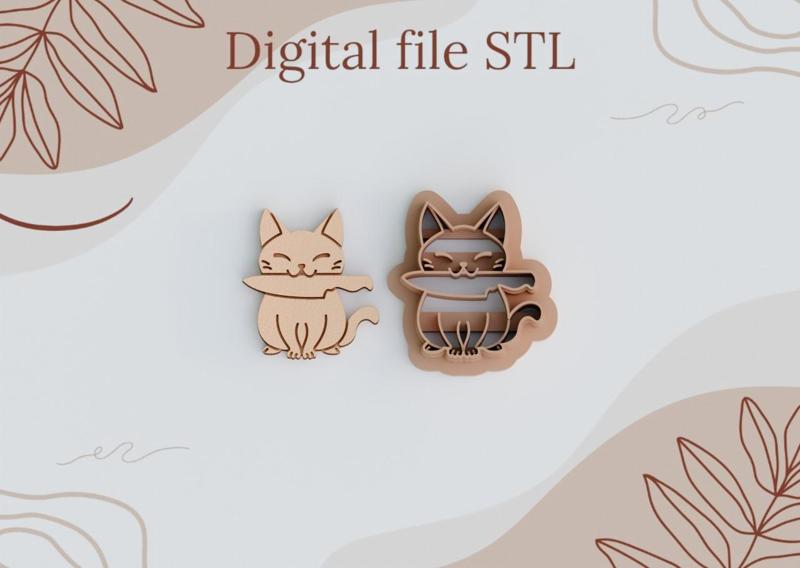 STL Digital Files for Polymer Clay Cutters | 3D Printable Cookie Cutters | DIY Craft Tools Instant download Earring cutters Cat knife animal