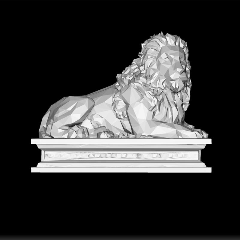 Low Poly Lion - Lion Statue STL - 3D Print Lion - Low Poly Animal - Lion Sculpture Model