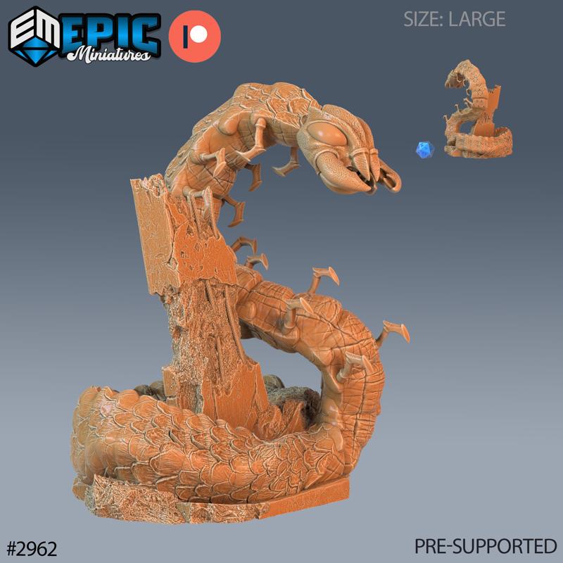 Cave Centipede Waiting ‧ DnD Miniature ‧ Tabletop Miniatures ‧ Gaming Monster ‧ 3D Model ‧ RPG ‧ DnDminis ‧ STL FILE