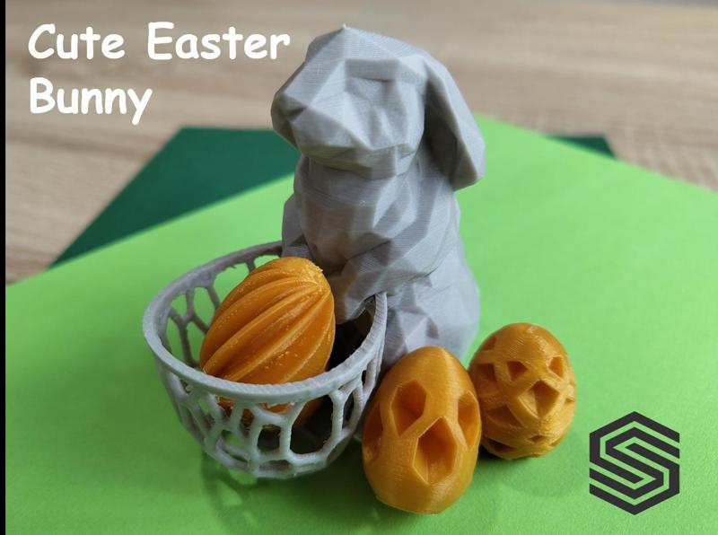 Cute Bunny with Voronoi Basket | Low Poly