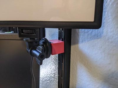 Track shelving camera accessory hot shoe mount