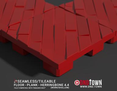 3D Modular Dungeon Tile: Floor - Plank - Herringbone 4.4 (WORN/SHALLOW) - DnD Town Minis (www.dnd.town)