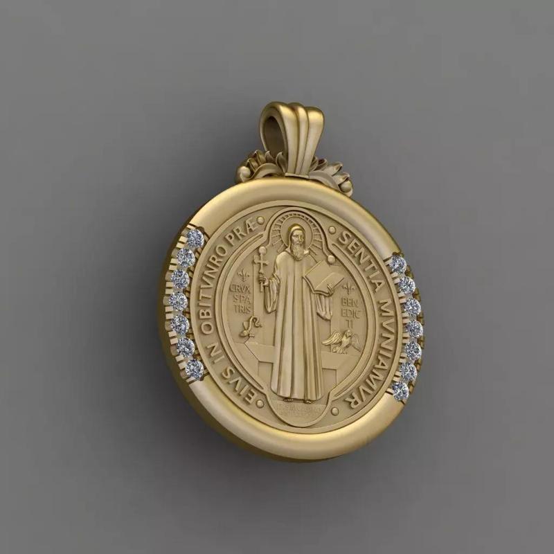 Saint Benedict Medal diamond pendant 3D print model