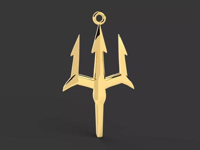 Jewelry trident pendant 3d model print