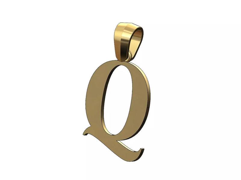 Q letter initial berkshire swash font pendant charm bail