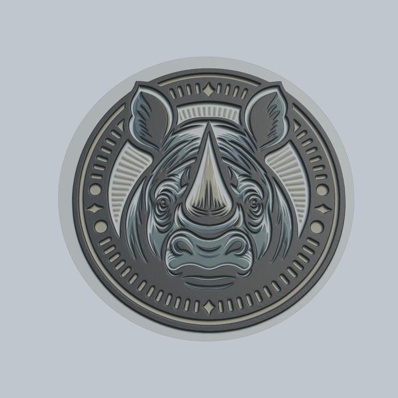 Rhino Animal Medallion Rhino 3d Print Model