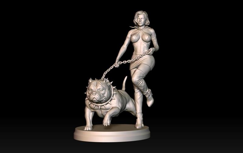 Woman and American Bully